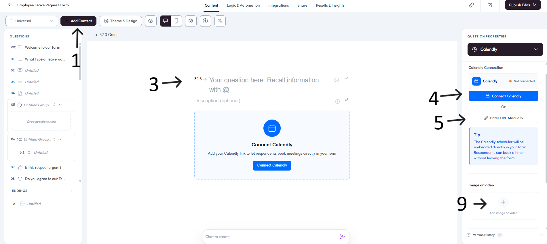 Calendly connection panel after step 5