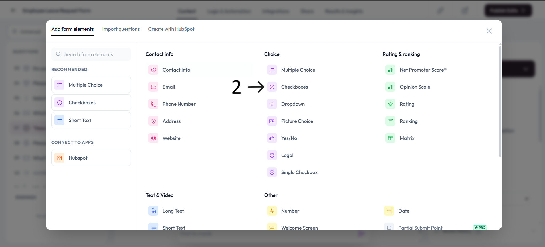 Checkbox option selected after step 2
