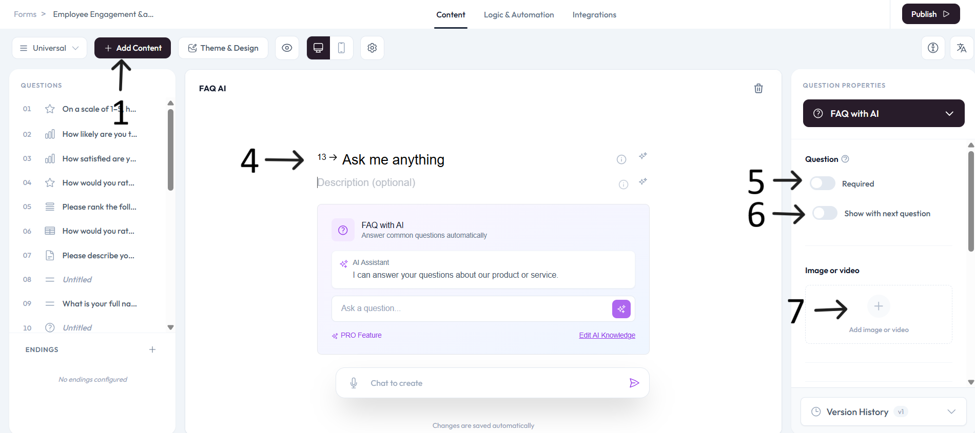 FAQ with AI knowledge base setup step
