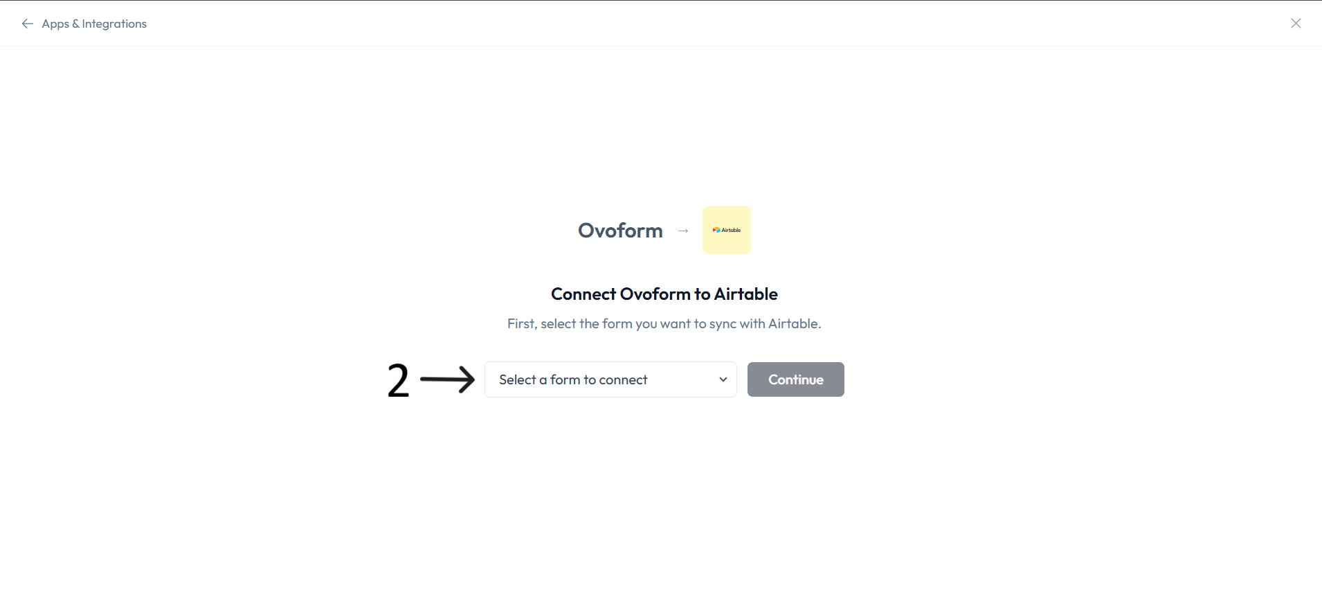 Airtable form selection after step 2