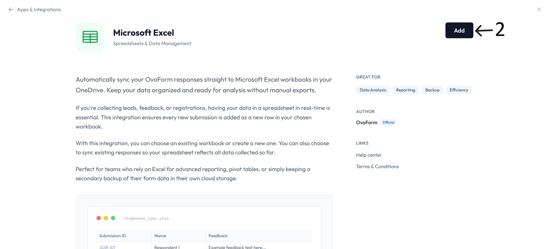 Microsoft Excel Add screen after step 2