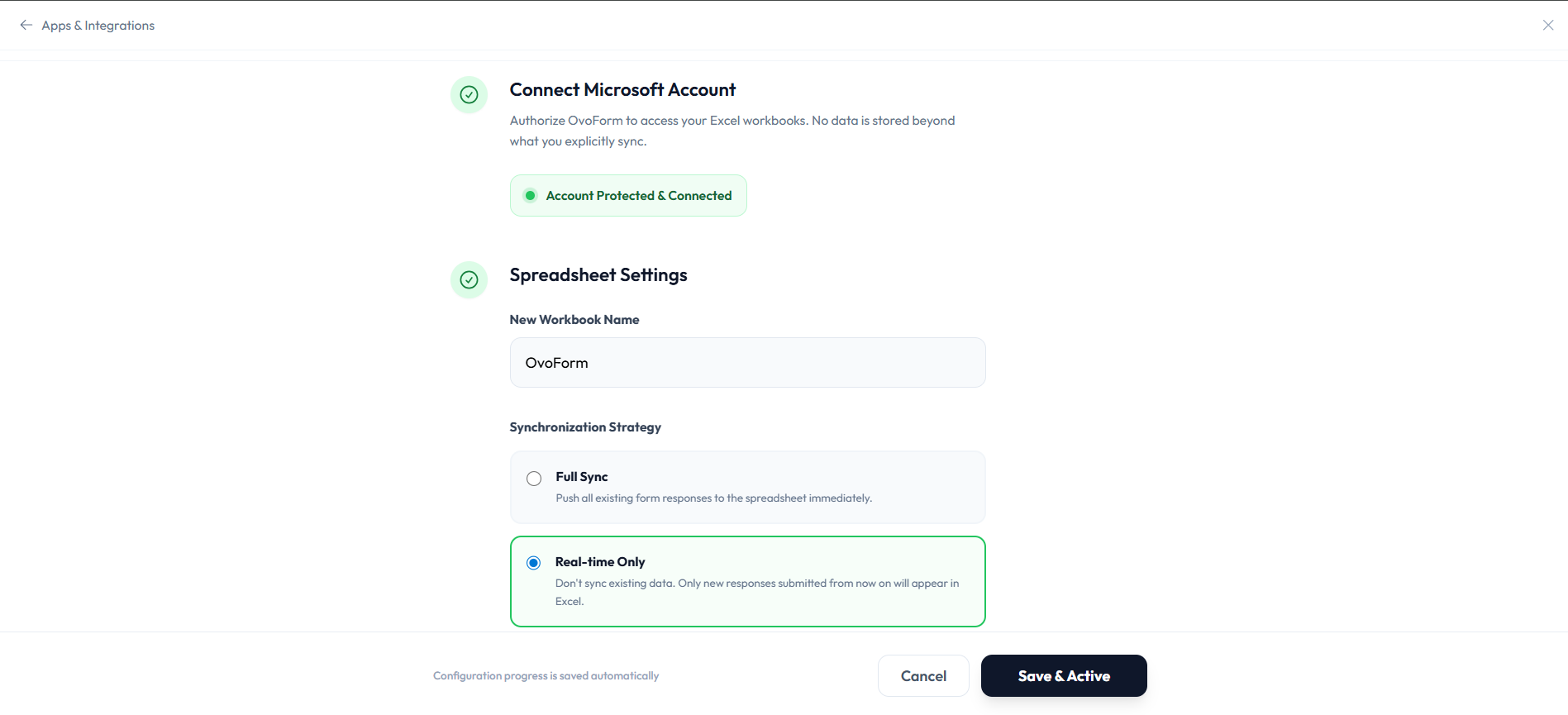 Microsoft Excel authorization completed after step 5