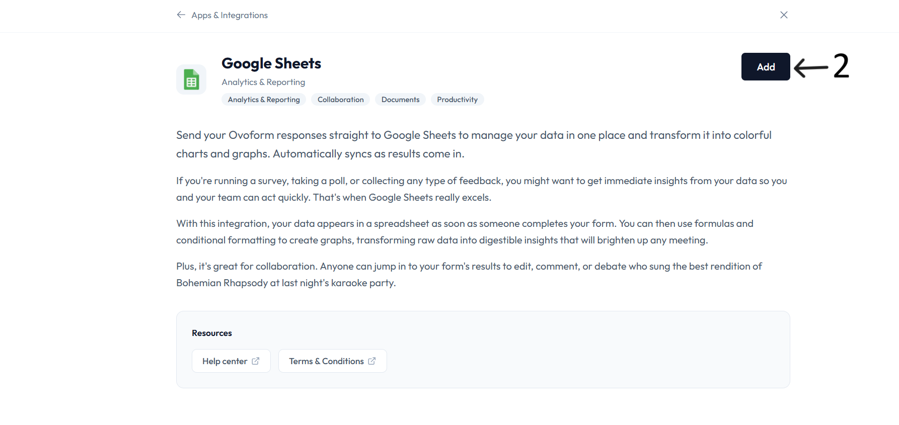 Google Sheets Add screen after step 2