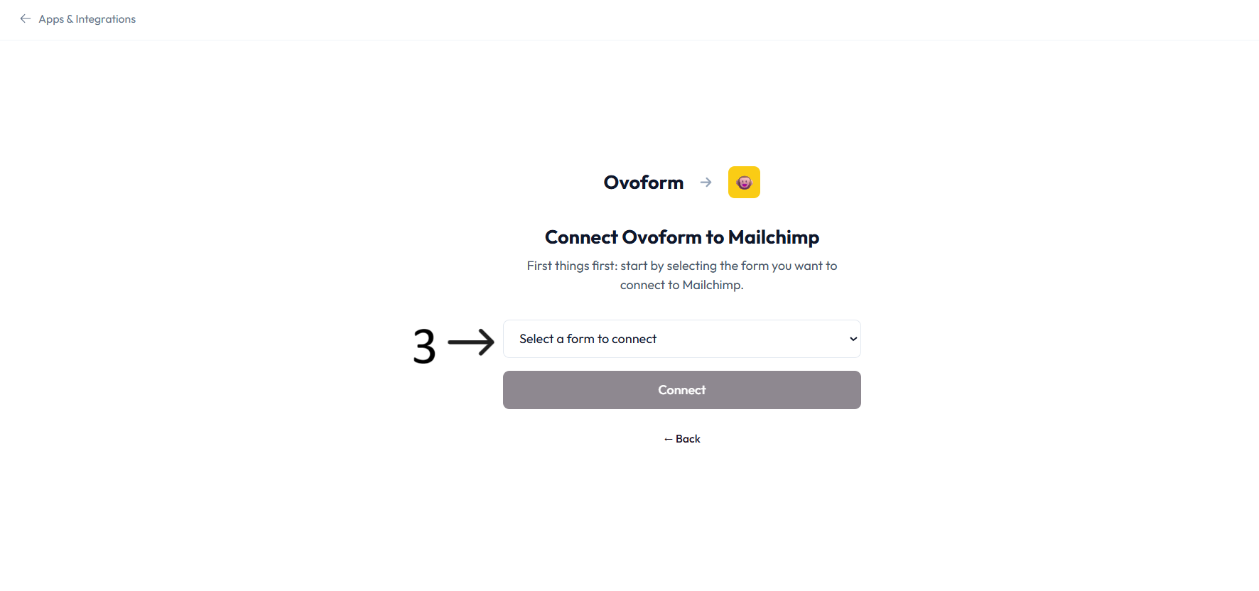 Mailchimp form selection after step 3