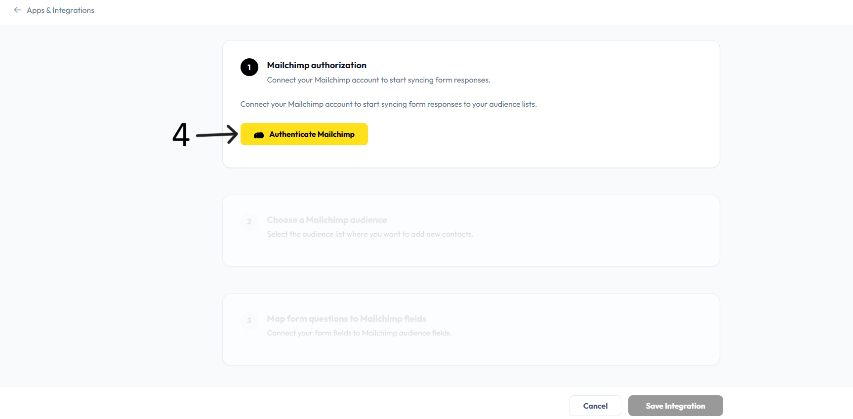 Mailchimp authorization after step 4
