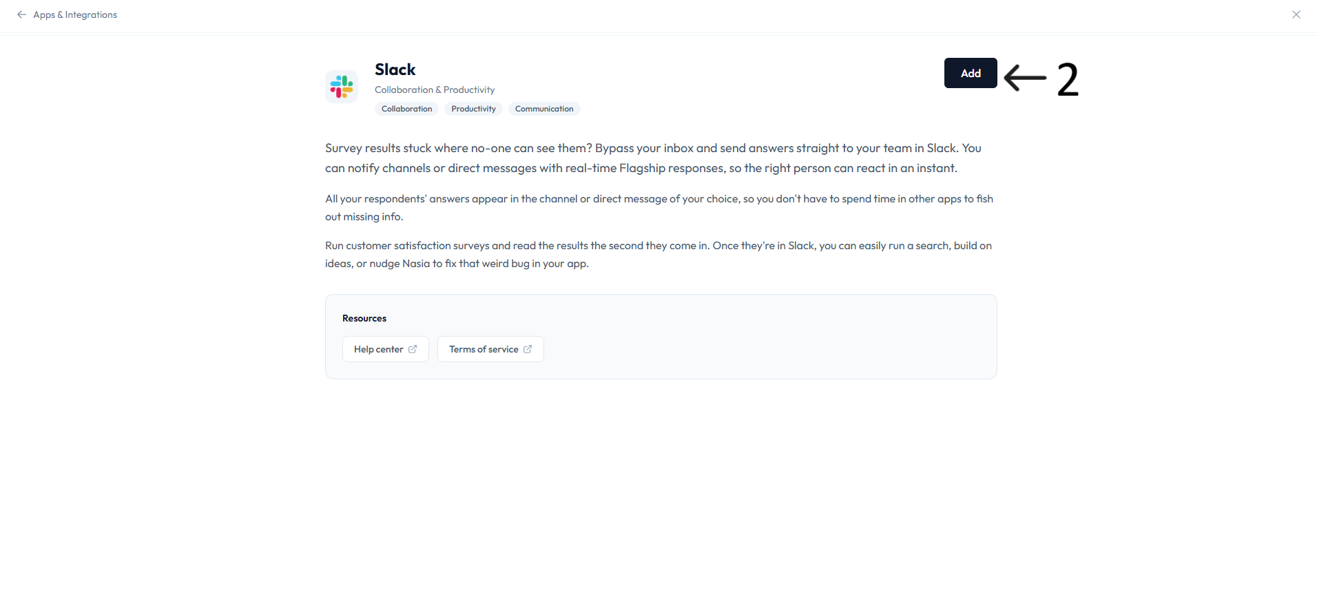 Slack Add screen after step 2