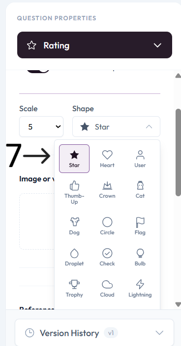 Rating shape setting after step 7