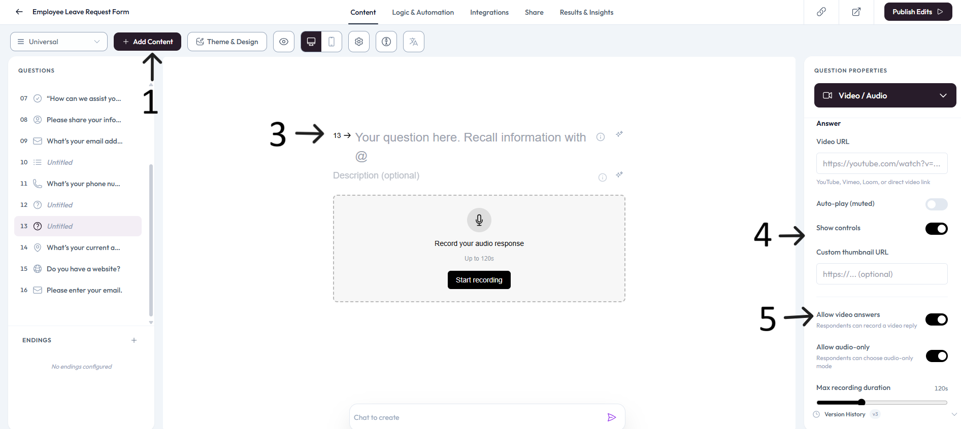 Video and Audio configuration after step 4