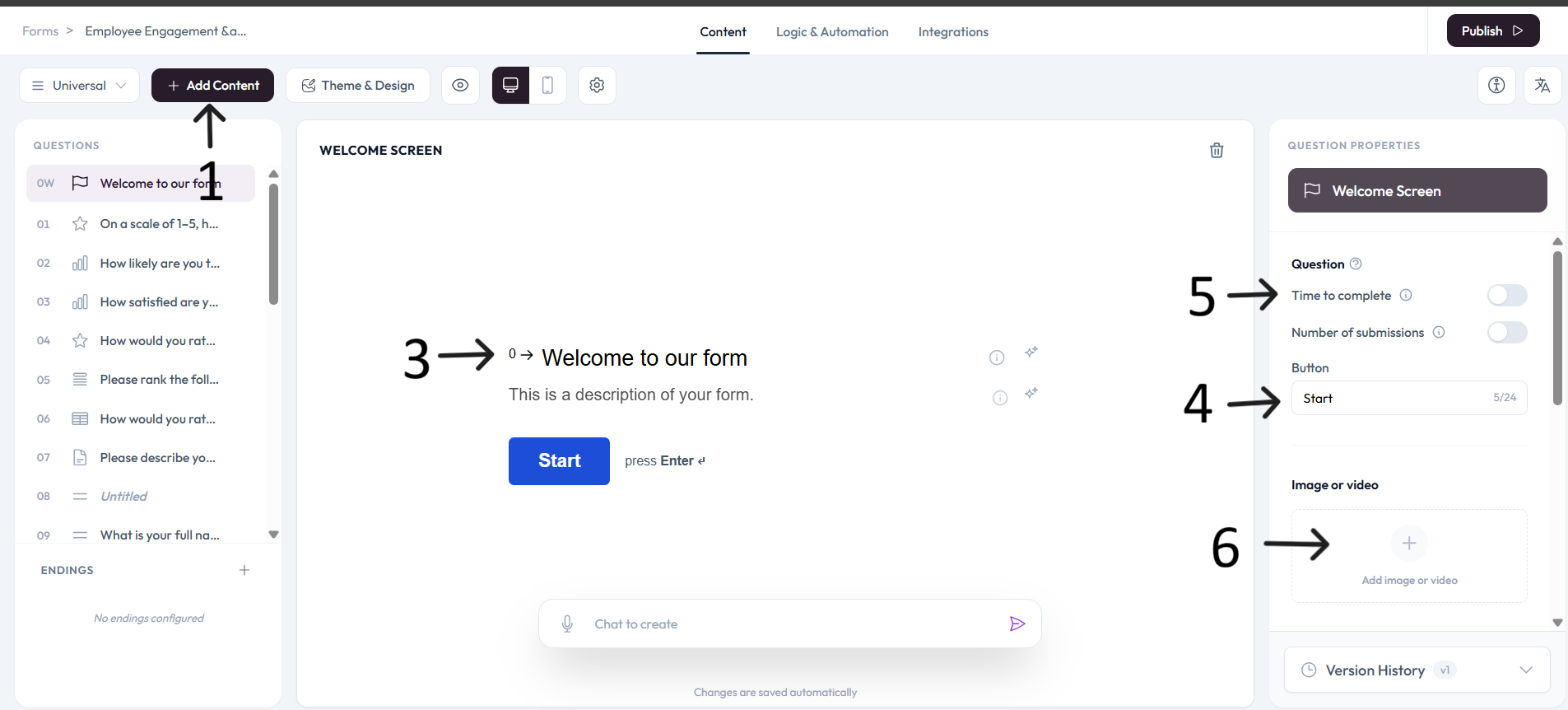 Welcome Screen editor setup after step 3
